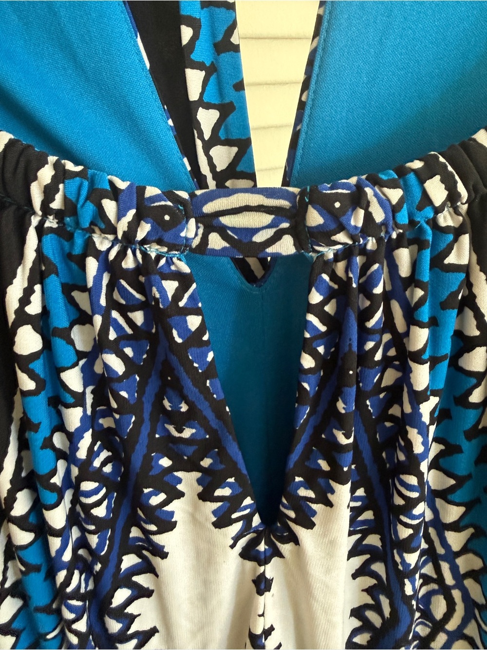 Back-Tie Maxi Dress Size 2X Emma & Michele Geometric Blues - Picture 7 of 13